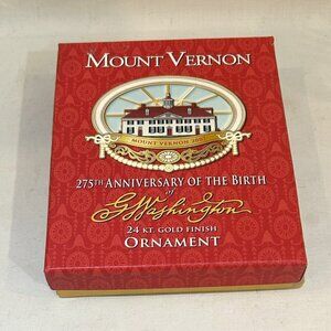 Mount Vernon 275th Birthday of George Washington Gold Finish Ornament in Box
